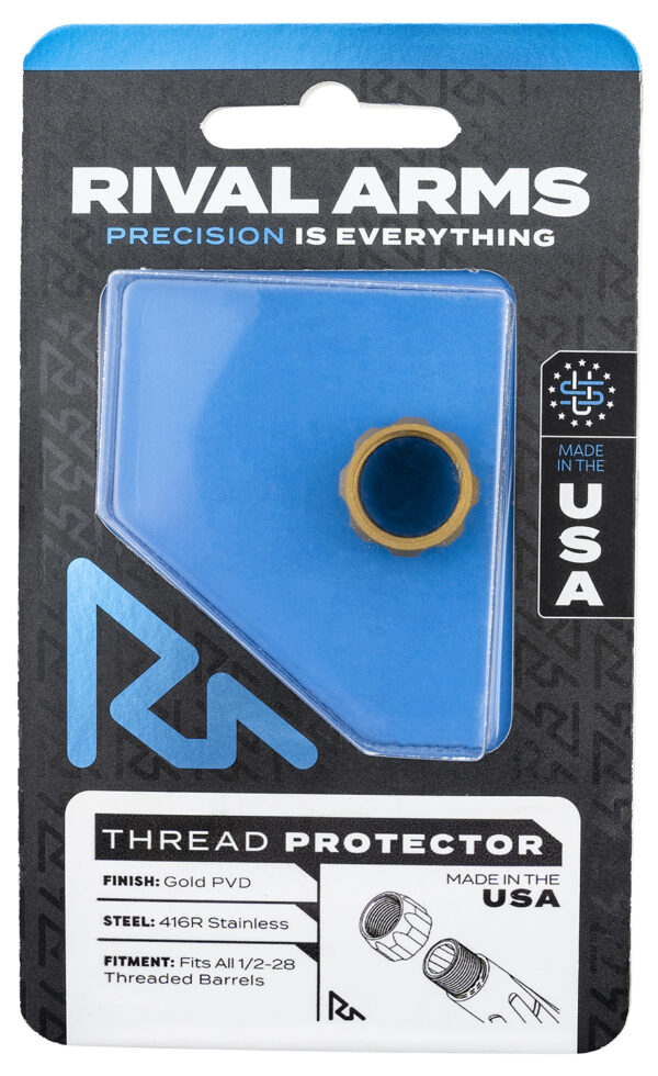 Rival Arms RARA300001E Thread Protector  9mm Luger Gold PVD 416R Stainless Steel 1/2"-28 tpi — view 1