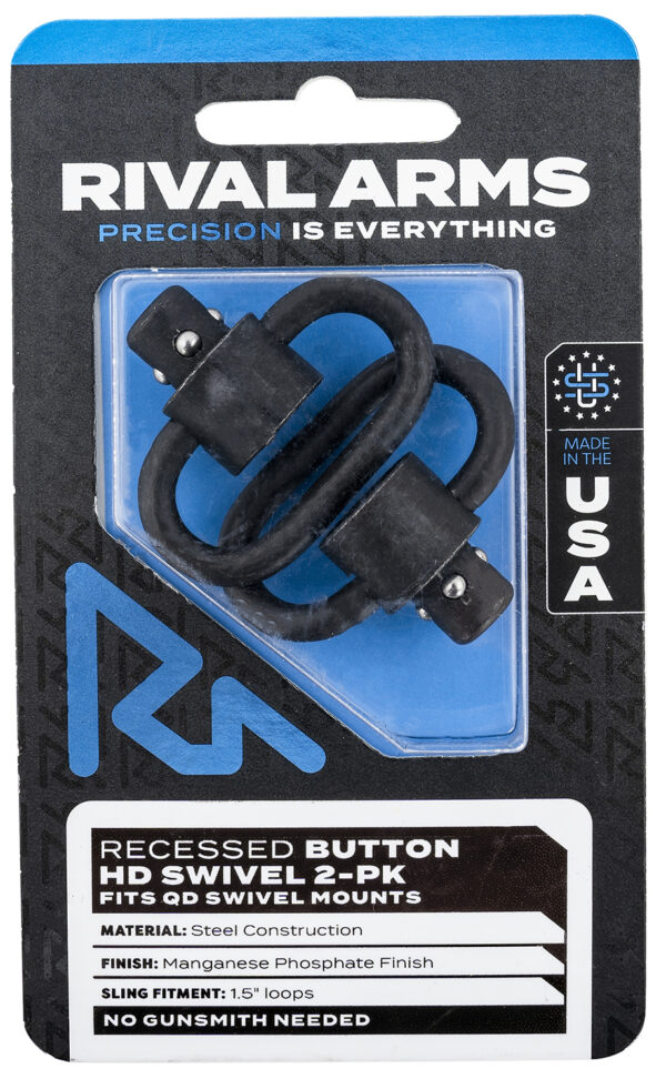 Rival Arms RA-RA92S2A HD Swivel Set  Black Manganese Phosphate Steel with 1.5" Loops & Recessed Button — view 1