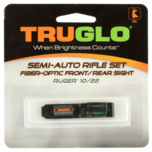 TruGlo TG111W Ruger 10/22 Fiber Optic Sight Set  Black Red Front, Green Rear for Ruger 10/22 (Except Takedown) — view 1