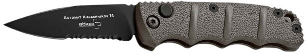 Boker 01KALS96  Kalashnikov 2.52" Drop Point Plain/Serrated Black D2 Steel Blade Gray Aluminum Handle — view 1