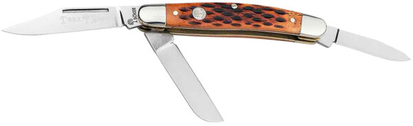 Boker 110852 Stockman Traditional Medium Clip Point/Sheepsfoot/Spey Plain D2 Steel Blade Brown Jigged Bone Handle — view 1