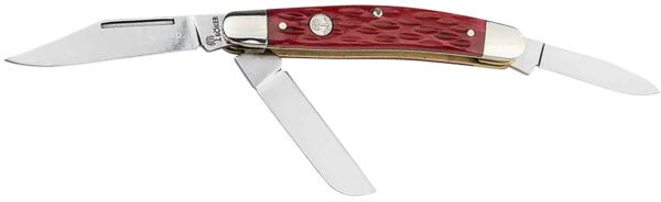 Boker 110855 Stockman Traditional Medium Clip Point/Sheepsfoot/Spey Plain D2 Steel Blade Red Jigged Bone Handle — view 1