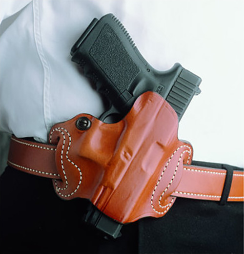 DeSantis Gunhide 086BAE1Z0 Mini Slide  OWB Black Leather Belt Slide Compatible w/Most Glock Belt 1.75" Wide Right Hand — view 1