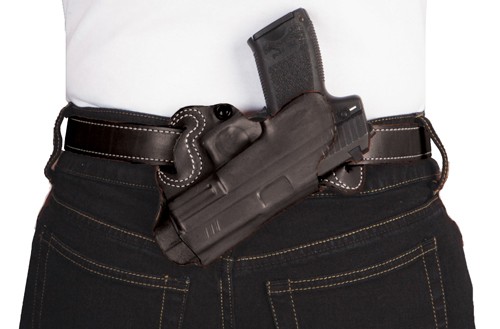 DESANTIS SMALL OF BACK HOLSTER - RH OWB LEATHER COLT 1911 BLK — view 1