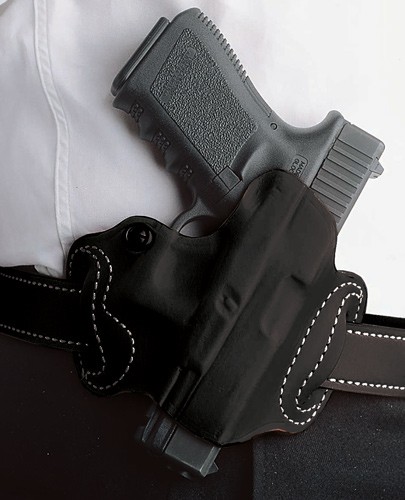 DESANTIS MINI SLIDE HOLSTER - OWB RH LEATHER 1911 BLACK — view 1
