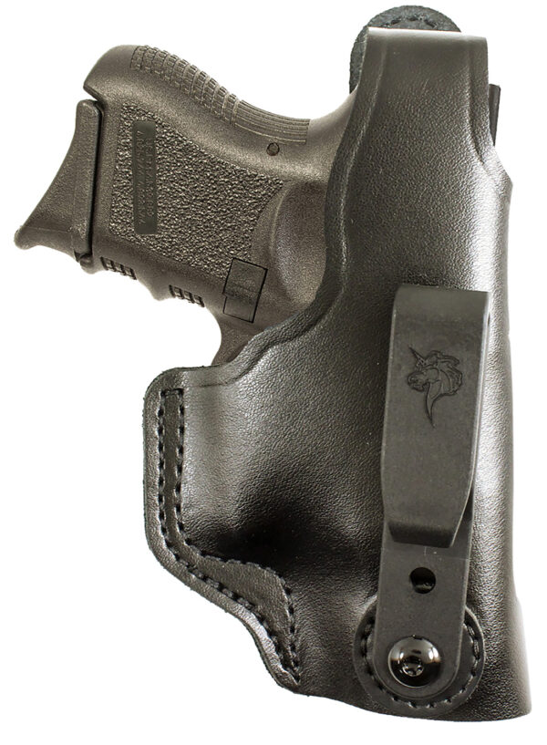 DeSantis Gunhide 033BAE1Z0 Dual Carry II  IWB/OWB Black Leather Belt Clip Compatible w/Glock 26/ Walther PPS Right Hand — view 1
