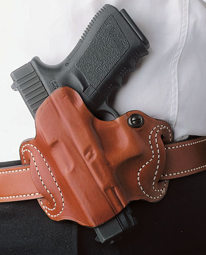 DESANTIS MINI SLIDE HOLSTER - OWB LH LEATHER SIG P365 TAN — view 1