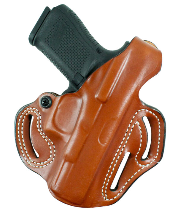 DeSantis Gunhide 001TA1LZ0 Thumb Break Scabbard OWB Tan Leather Belt Slide Fits Glock 19 Fits Glock 32 Fits Glock 45 Fits Glock 19X Right Hand — view 1