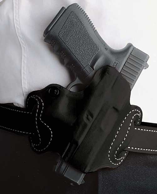 DESANTIS MINI SLIDE HOLSTER - OWB RH LEATHER S/A HELLCAT BLK — view 1