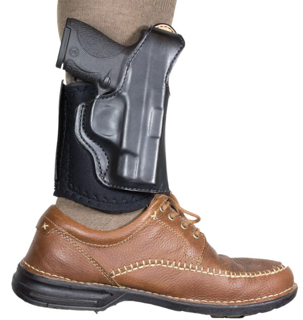 DeSantis Gunhide 014PC5ZZ0 Die Hard Rig  Ankle Black Leather Fits S&W Bodyguard 2.0 Right Hand — view 1