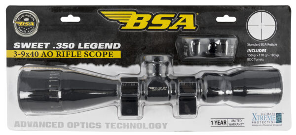 BSA 35039X40AOWRTB Sweet 350 Legend Black Matte 3-9x40mm AO 1" Tube 30/30 Reticle Features Weaver Rings — view 1