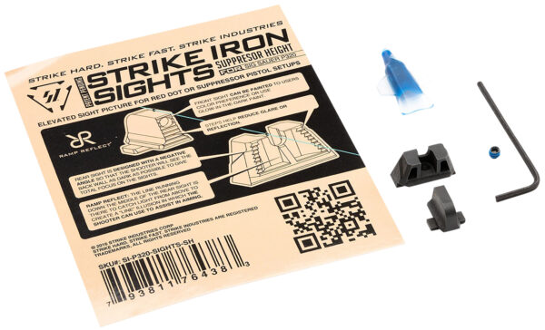 Strike Industries P320SIGHTSSH Strike Iron Sights  Black/Blank Front Sight Black/Blank Rear Sight Sig Sauer P320 with Rear Dovetail Suppressor Height — view 1