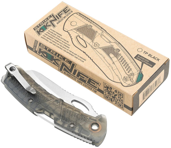 Strike Industries K1TP K1  3.51" Folding Plain AUS-8A SS Blade Smoke Textured Polymer Handle Includes Pocket Clip — view 1