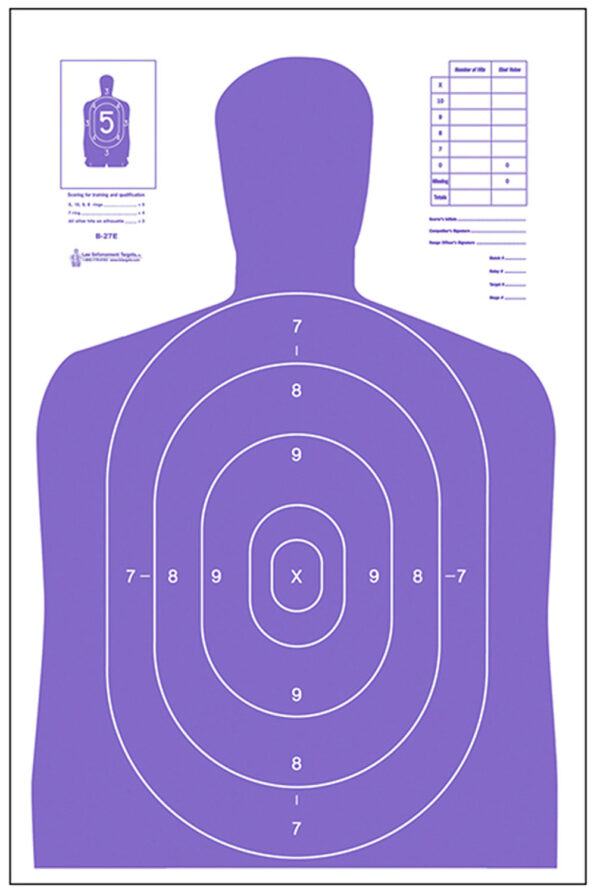 Action Target B27EPR100 Qualification High Visibility Fluorescent Silhouette Paper 23" x 35" Fluorescent Purple/White 100 Per Box — view 1