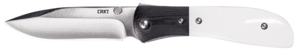 CRKT M4-02M M4-02M  3.25" Plain Satin 8Cr13MoV SS Blade Black/White Resin Infused Fiber w/G10 Bolster Handle Includes Pocket Clip — view 1
