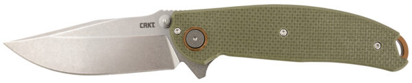 CRKT 2471 Butte  3.36" Folding Plain Stonewashed D2 Steel Blade/OD Green G10 Handle Includes Pocket Clip — view 1