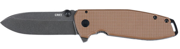 CRKT 2495B SQUID XM 2.95" Folding Drop Point Plain Stonewashed D2 Steel Blade, Brown Textured G10/SS Handle — view 1