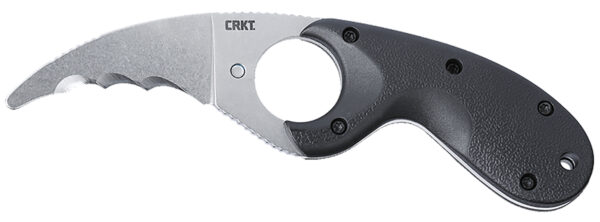 CRKT 2511 Bear Claw  2.39" Fixed Hawkbill Veff Serrated Stonewashed AUS-8A SS Blade, Black Textured GRN Handle — view 1