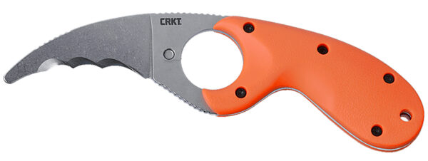 CRKT 2511ER Bear Claw  2.39" Fixed Hawkbill Veff Serrated Stonewashed AUS-8A SS Blade, Blaze Orange Textured GRN Handle — view 1