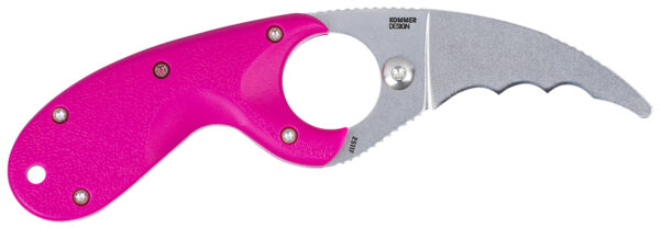 CRKT 2511T Bear Claw  2.39" Fixed Hawkbill Serrated Powder Coated AUS8A SS Blade, Pink Textured GRN Handle — view 1