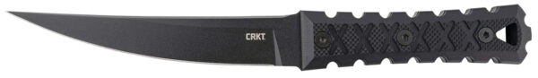 CRKT 2927 HZ6  6.50" Fixed Plain Black Matte Baked-On Anti Rust SK-5 Steel Blade/Black w/Carved X's G10 Handle Includes Sheath — view 1