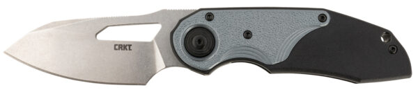 CRKT 5410 Attaboy  2.73" Folding Drop Point Plain Stonewashed D2 Steel Blade/Black/Silver GRN Handle Includes Pocket Clip — view 1