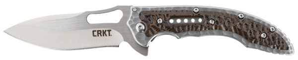 CRKT 5460 Fossil  Compact 3.41" Folding Drop Point Plain Satin 8Cr13MoV SS Blade, Brown G10/SS Handle, Includes Pocket Clip — view 1