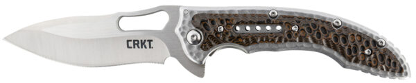 CRKT 5470 Fossil  3.96" Folding Drop Point Plain Satin 8Cr13MoV SS Blade/ Brown G10/SS Handle Includes Pocket Clip — view 1