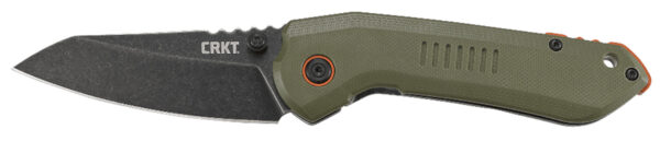 CRKT 6280 Overland  3" Folding Sheepsfoot Plain Stonewashed 8Cr13MoV SS Blade/ Green G10/SS Handle Includes Pocket Clip — view 1
