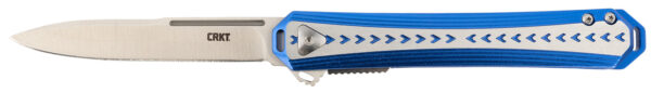 CRKT 6710 Stickler  3.38" Folding Plain Satin 12C27 Sandvik Blade/ Blue & Silver Aluminum Handle Includes Pocket Clip — view 1