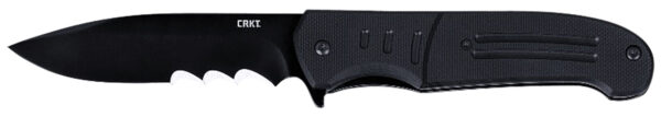 CRKT 6885 Ignitor  3.48" Folding Drop Point Part Serrated Black Oxide 8Cr13MoV SS Blade/Black G10 Handle Includes Pocket Clip — view 1