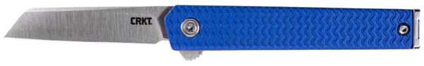 CRKT 7083 CEO Microflipper Micro 2.21" Flipper Sheepsfoot Plain Satin 12C27 Sandvik Blade, Blue Textured w/Silver Liner & Accents Aluminum Handle, Includes Pocket Clip — view 1