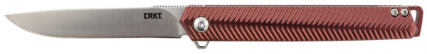 CRKT K820BXP Stylus  3.18" Folding Drop Point Plain Satin 12C27 Sandvik Blade/Maroon Aluminum Handle Includes Pocket Clip — view 1