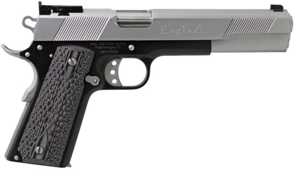 Iver Johnson Arms EAGLEXL10TT Eagle Deluxe 10mm Auto 8+1 6" Steel Barrel, Hard Chrome Serrated Steel Slide, Matte Black Steel Frame w/Beavertail, Black/Gray G10 Grip — view 1