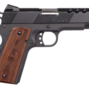 Iver Johnson Arms HAWK45P Hawk Commander 45 ACP 8+1 4.25" Black Ported Barrel, Matte Black Steel Ported/Serrated Slide, Matte Black Steel Frame w/Beavertail, Checkered Double Diamond Walnut Grip, Righ
