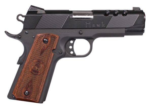 Iver Johnson Arms HAWK45P Hawk Commander 45 ACP 8+1 4.25" Black Ported Barrel, Matte Black Steel Ported/Serrated Slide, Matte Black Steel Frame w/Beavertail, Checkered Double Diamond Walnut Grip, Righ — view 1