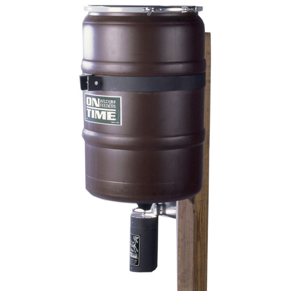 On Time 50003 Elite Lifetime Fish Feeder Combo 25 Gallon Capacity, Built-In Agitator Rod, Steel Band with Welded Bracket — view 1