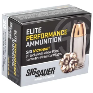 SIG SAUER AMMO 40 S&W 165GR ELITE V-CROWN JHP BOX/20