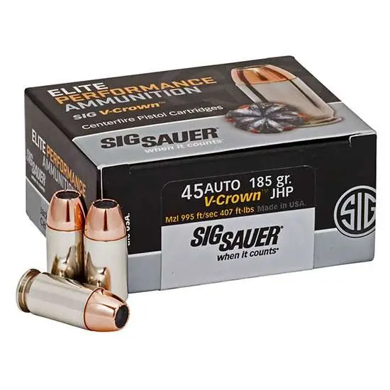 SIG SAUER ELITE V CROWN AMO 45 AUTO 185GR JHP 50RD (10 BOX CASE) — view 1