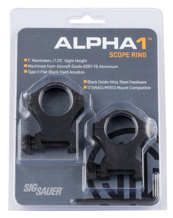 Sig Sauer Electro-Optics SOA10022 Alpha 1  Matte Black 1" Extra High 0 MOA — view 1