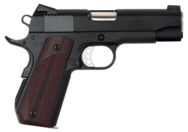 Ed Brown KC18G4 1911 Kobra Carry 45 ACP 7+1 4.25" Stainless Recessed Crown Barrel, Black Gen4 Snakeskin Serrated Carbon Steel Slide & Frame w/Beavertail, Laminate Wood Grip — view 1