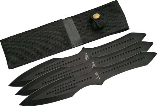 SZCO RITE EDGE 9.75" THROWING - KNIFE BLACK 3PC SET W/SHEATH — view 1