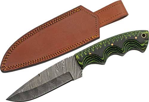 SZCO RITE EDGE 5" TREE RIDGE - MICARTA DAMASCUS CP W/SHEATH — view 1