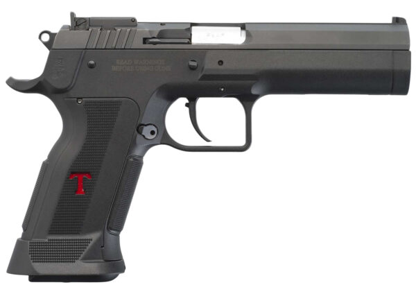 Tanfoglio IFG TFSTOCK3P9 Stock III  Full Size 9mm Luger 16+1, 4.44" Black Polygonal Rifled Barrel, Black Serrated Slide, Black Polymer Frame w/Beavertail, Black Polymer Grip — view 1