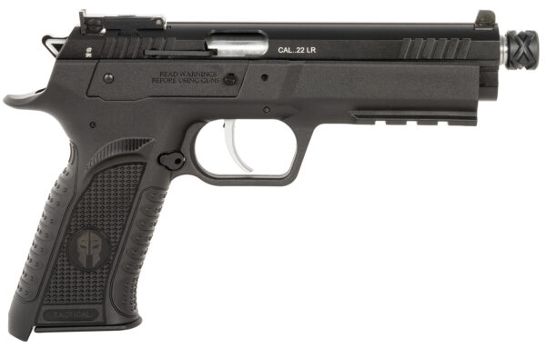 Tanfoglio TFFTAC22AS Force Tactical 22 LR 10+1 4.40" Threaded Barrel, Black Serrated Slide, Black Polymer Frame w/Beavertail & Picatinny Rail, Black Polymer Grip — view 1