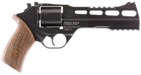 Chiappa Firearms 340221 Rhino 60DS  Small Frame 357 Mag 6 Shot, 6" Black Anodized Steel Vent Rib Barrel, Blued Steel Cylinder, Black Anodized Aluminum Frame, Walnut Grip, Concealed Hammer — view 1