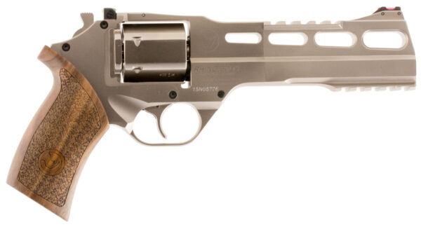 Chiappa Firearms 340224 Rhino 60DS Small Frame 357 Mag 6 Shot, 6" Nickel-Plated Steel Vent Rib Barrel & Cylinder, Nickel-Plated Aluminum Frame, Walnut Grip, Concealed Hammer — view 1