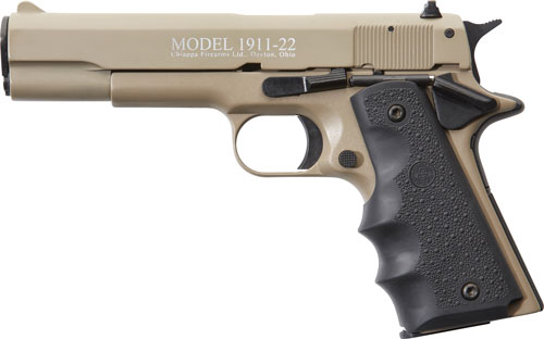 CHIAPPA 1911-22 22LR 5" FS - 10RD TAN/RUBBER — view 1