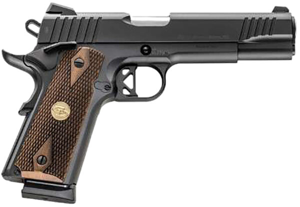 Chiappa Firearms 440211 1911 Superior Full Size 45 ACP 8+1 5" Stainless Steel Barrel, Black Steel Optic Ready/Serrated Slide & Frame w/Beavertail, Walnut Diamond Checkered Grip, RMR/RMSc Footprint — view 1