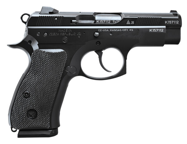 CZ-USA  75D PCT 50th Anniversary Elite Compact 9mm Luger 15+1 3.75" Black Steel Barrel & 50th Anniversary Engraved/Serrated Slide, Black Polycoat Aluminum Frame w/Beavertail, Black Rubber Grip — view 1